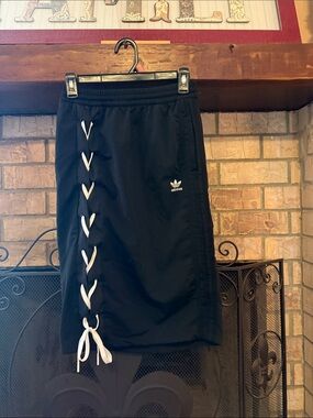 adidas Black Midi Skirt with White Lace-Up Trim